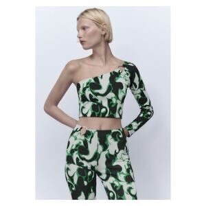 NWT ZARA One Shoulder O-Ring Detail Crop Top S